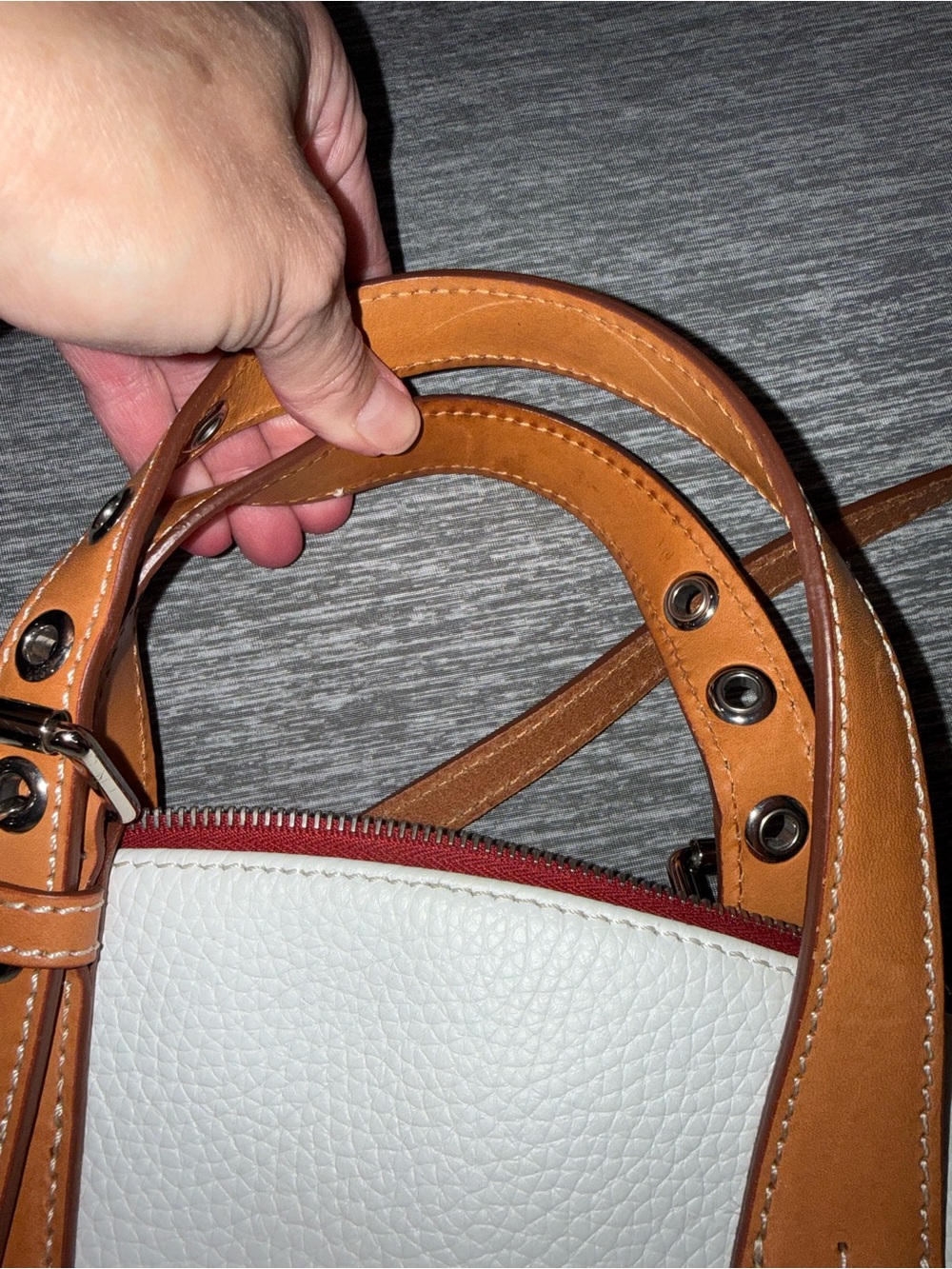 Dooney & Bourke Patterson White Leather Trina Satchel - Picture 5 of 16